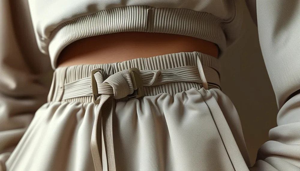 Close-up of smoothing high-waisted activewear fabric